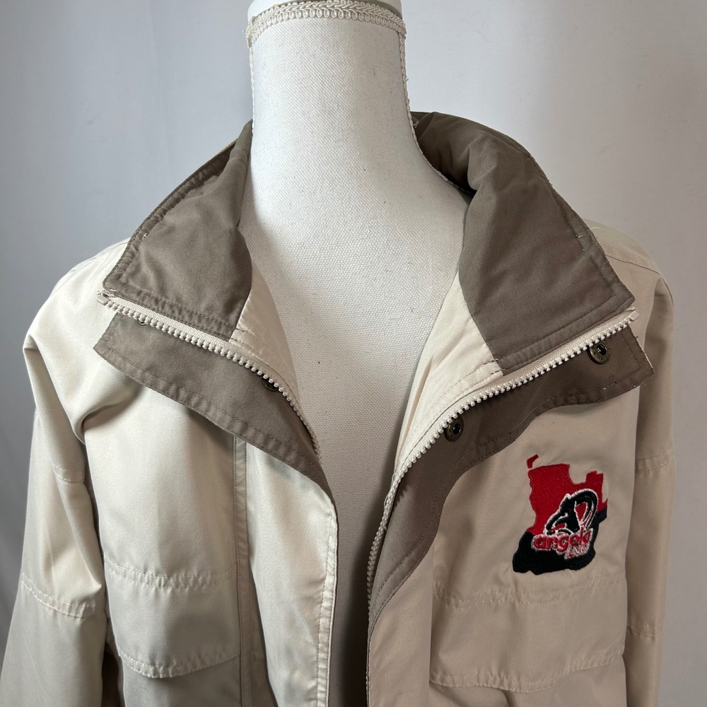 Vintage Windor Made Angola LNG Jacket Mens Full Zip Windbreaker Beige‎ - Picture 2 of 9